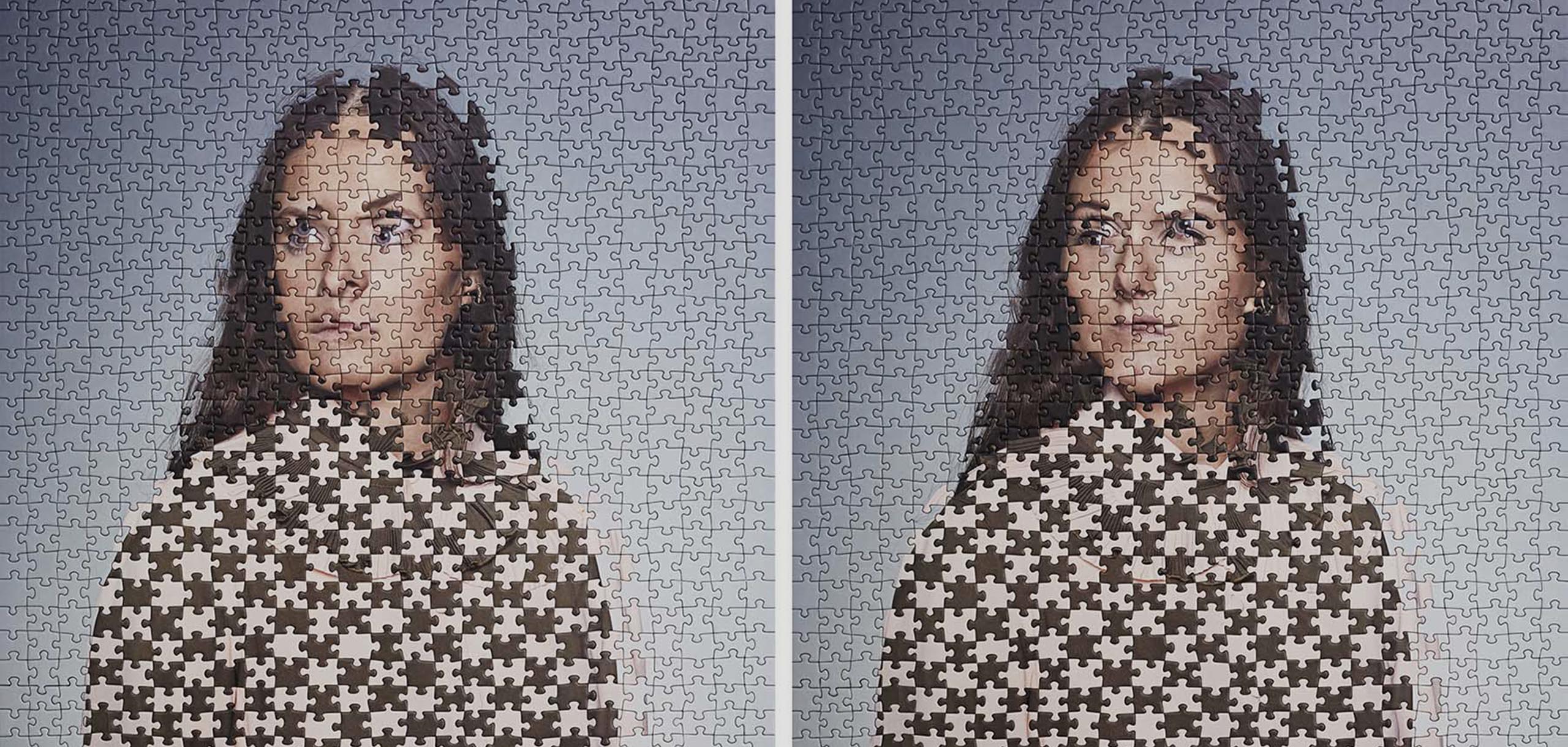 Puzzle twins  Collage portrait, Identity artwork, Identity art