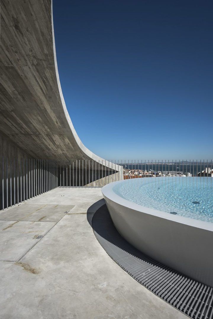 Aires Mateus Designs A Rooftop Pool Atop A Sculptural Concrete Home In 